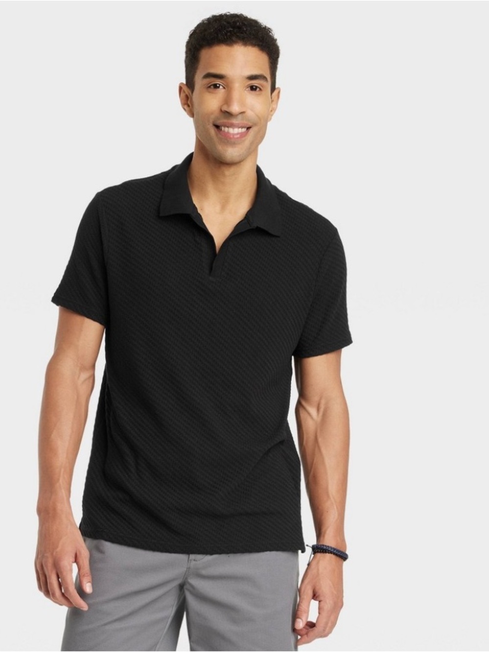 Men's Black Short-Sleeve Polo Shirt